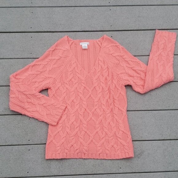Worthington V-Neck Cable Knit Sweater Size Small - Picture 5 of 9